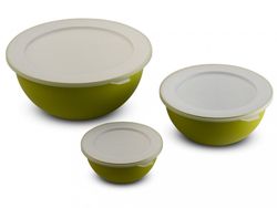 SANALIVING Bowls Set 3,5L + 1,7L + 0,5L & 3x lids Zelená