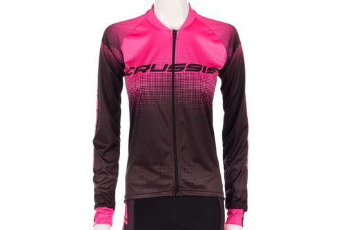Dámský cyklistický dres Crussis, černá/růžová XS