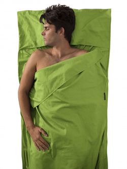 Prémiová bavlněná vložka do spacáku Premium Cotton Travel Liner - Traveller (with Pillow slip) Zelená