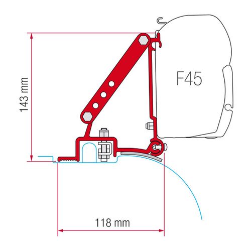 Střešní Kit pro markýzu F45 Fiamma na Fiat Ducato - Citroen Jumper - Peugeot Boxer High Roof do 2006