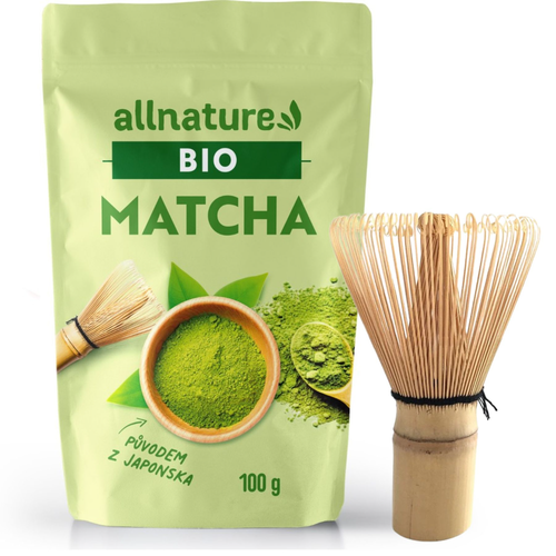 Allnature Matcha Tea Premium BIO 100g & Japonská metlička