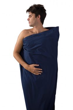 Prémiová bavlněná vložka do spacáku v prodloužené variantě Premium Cotton Travel Liner - Long (Rectangular) Modrá