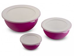 SANALIVING Bowls Set 3,5L + 1,7L + 0,5L & 3x lids Růžová